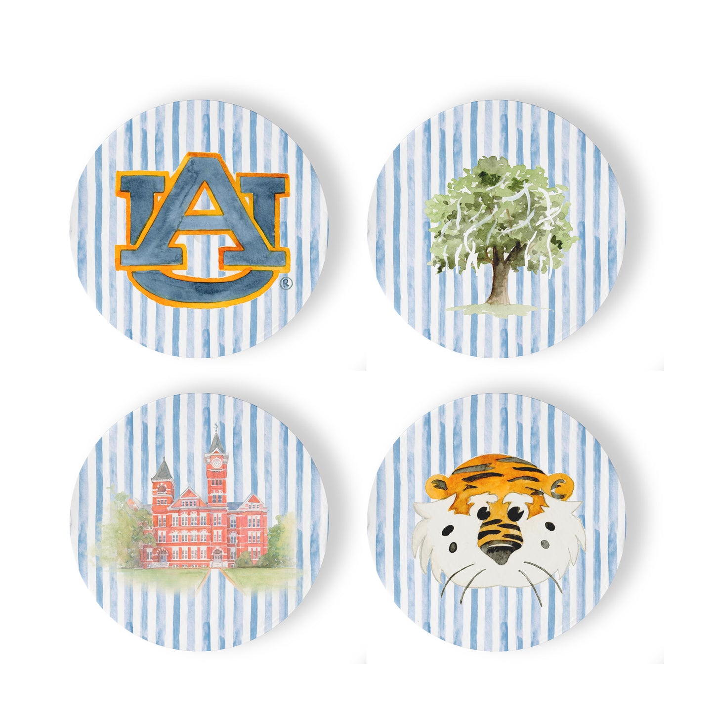 Ceramic Auburn Striped Coasters