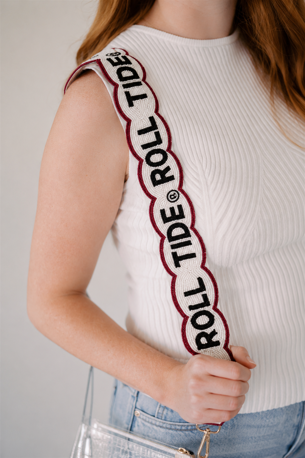 University of Alabama Fully Beaded Scalloped Purse Strap
