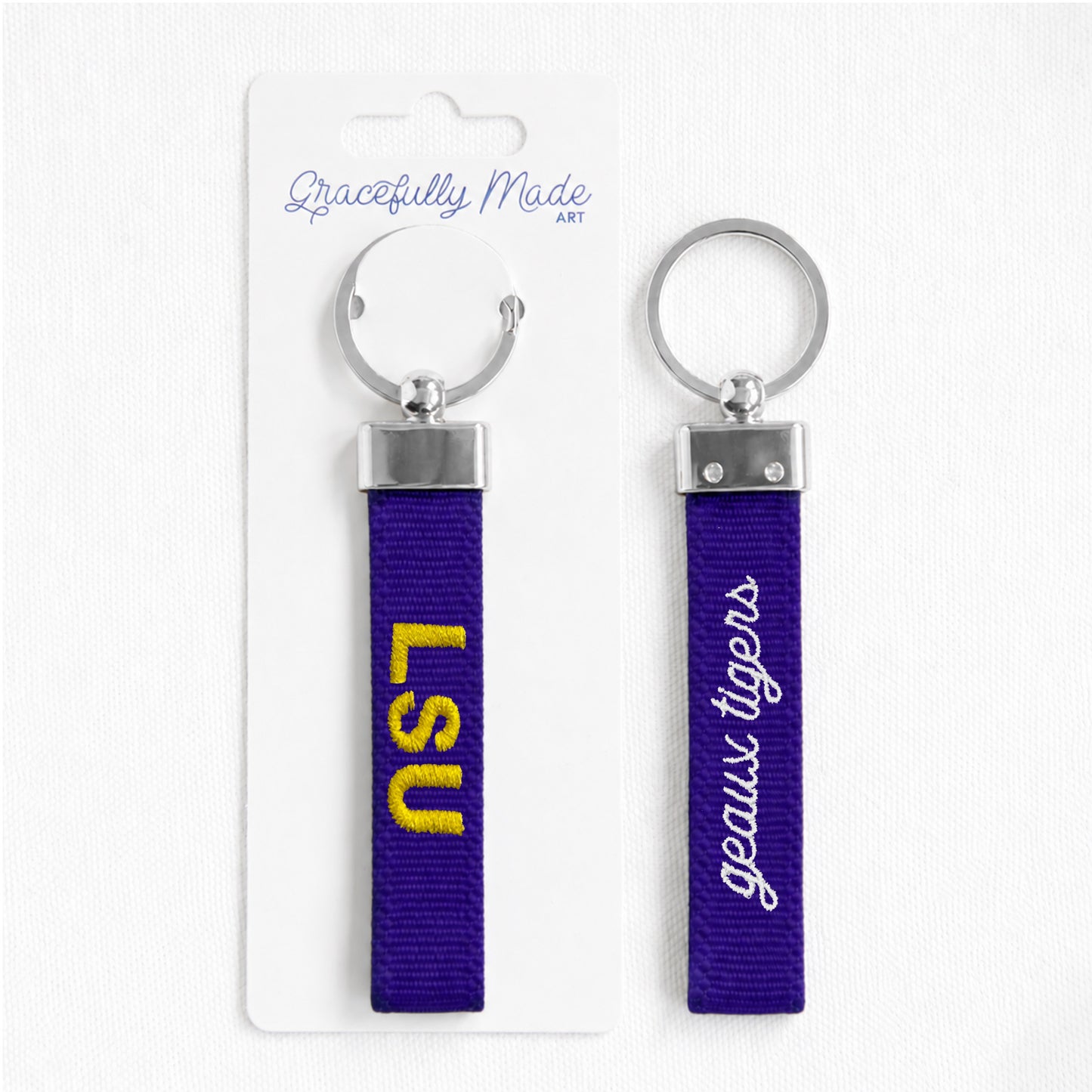 LSU - Geaux Tigers Embroidered Keychain