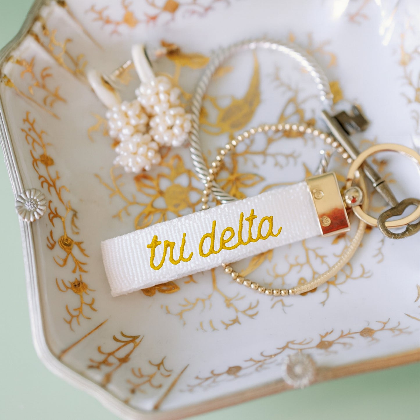 Tri Delta Embroidered Keychain