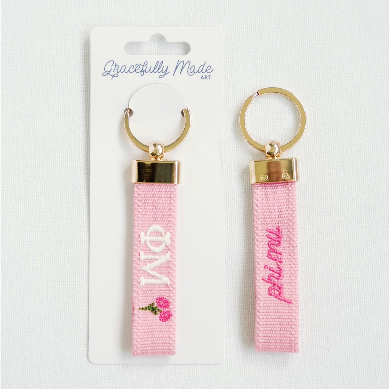 Phi Mu Embroidered Keychain