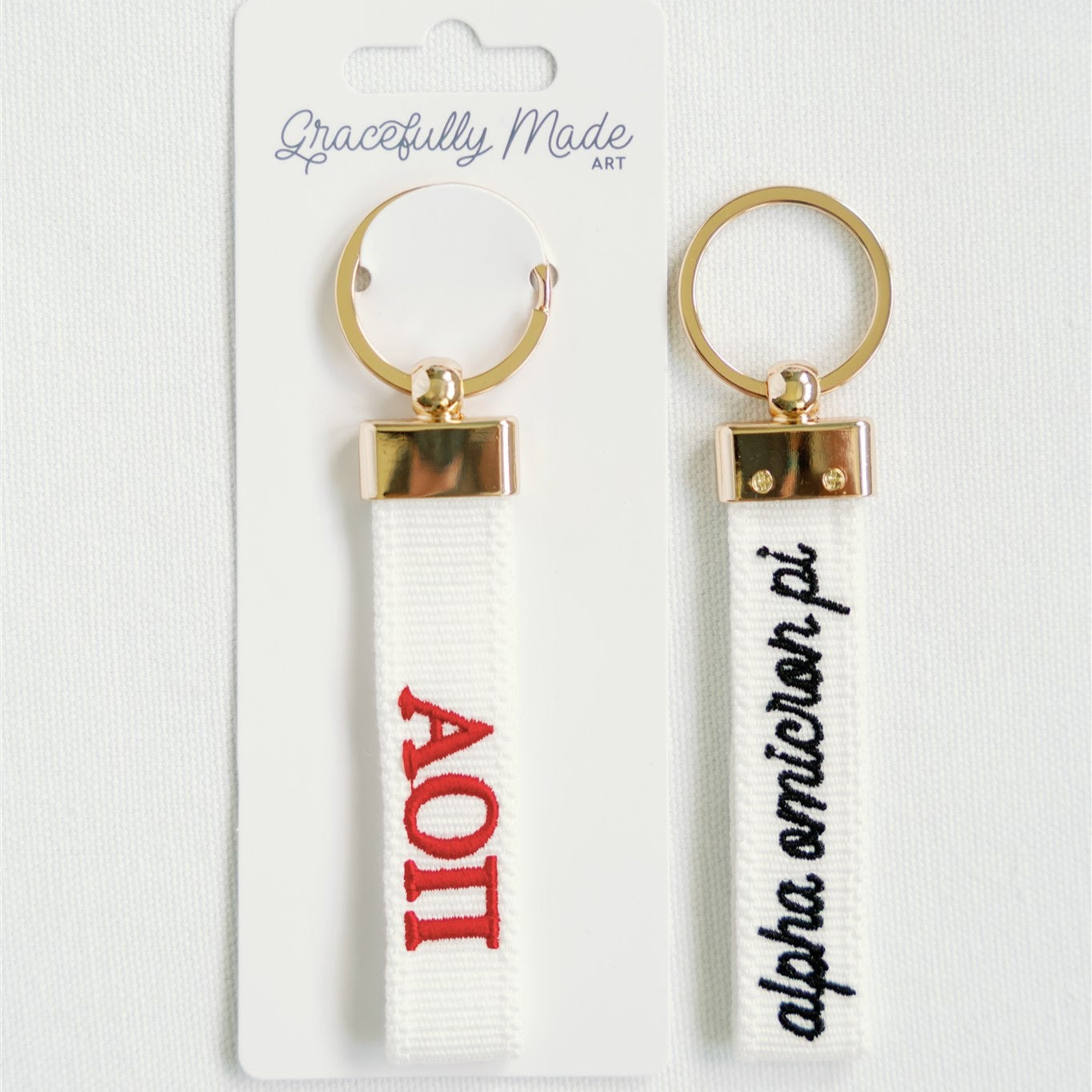 Alpha Omicron Pi Embroidered Keychain