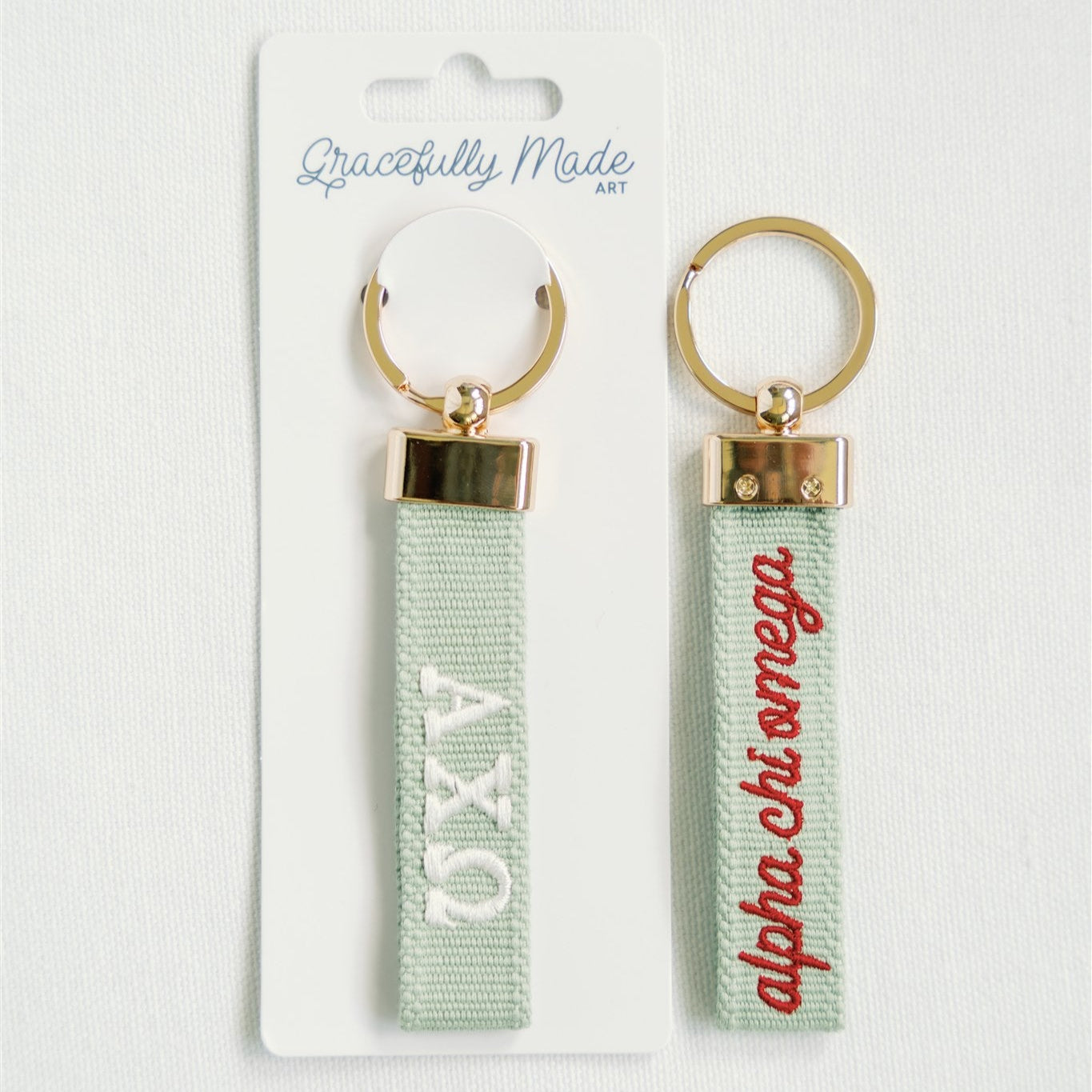 Alpha Chi Omega Embroidered Keychain