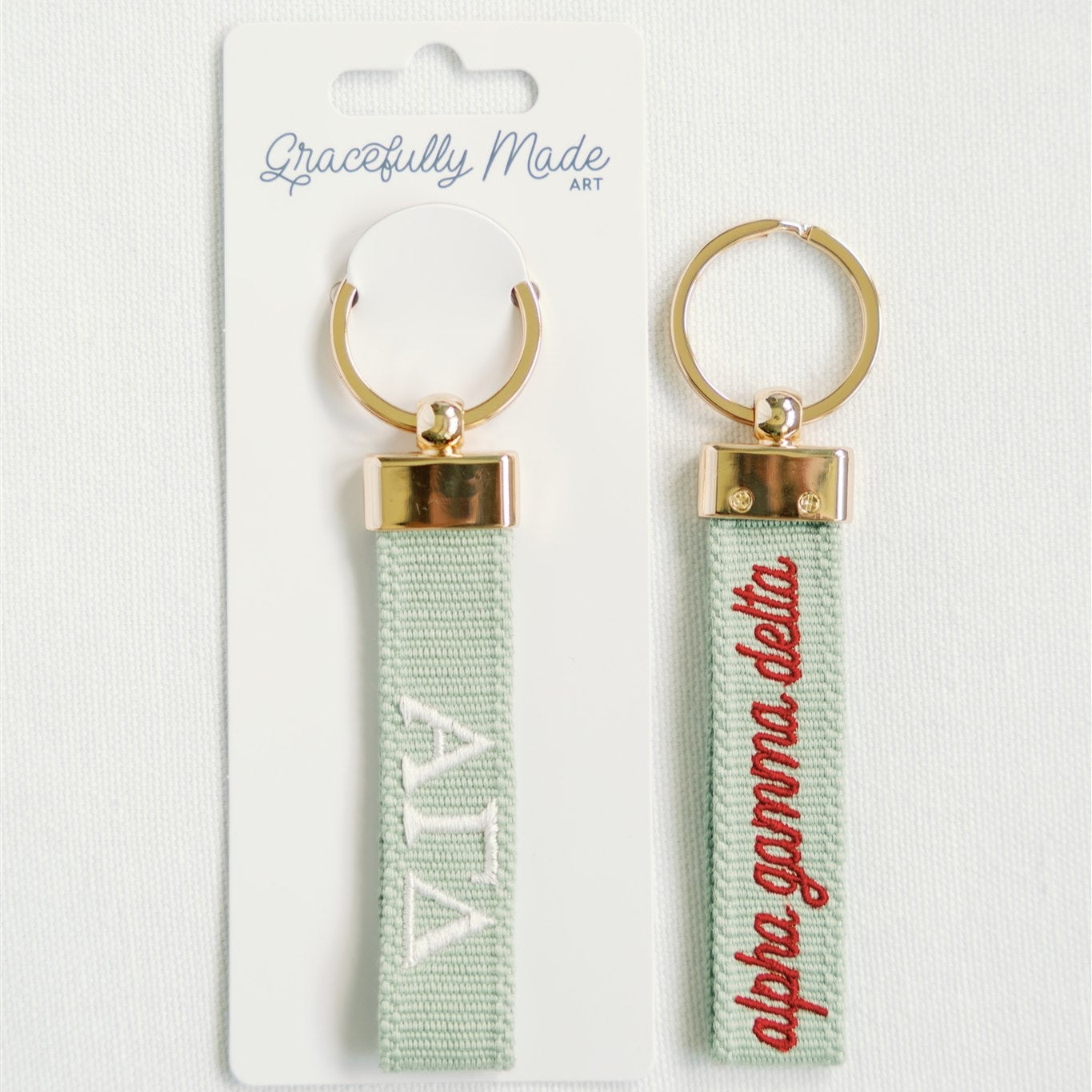 Alpha Gamma Delta Embroidered Keychain