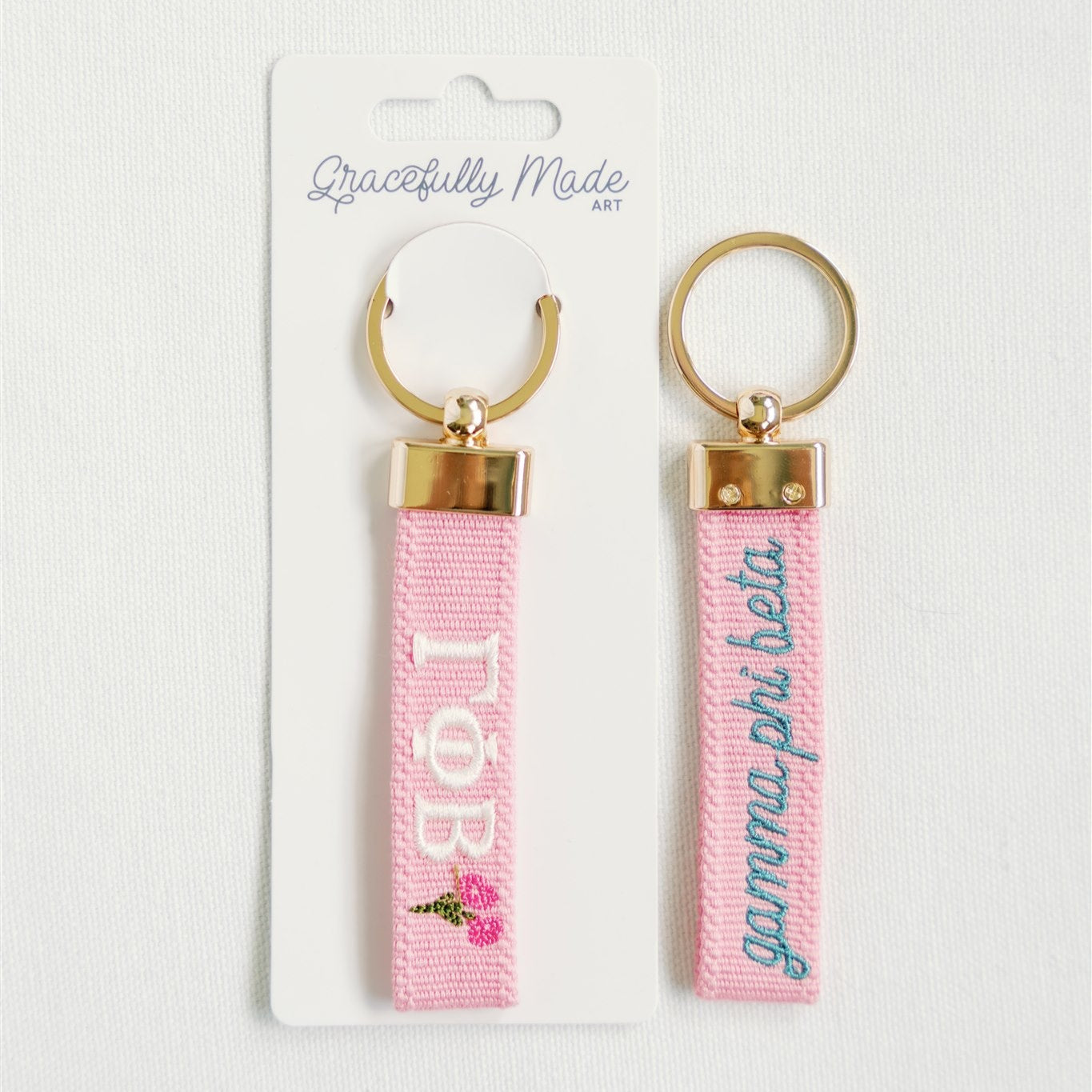 Gamma Phi Beta Embroidered Keychain