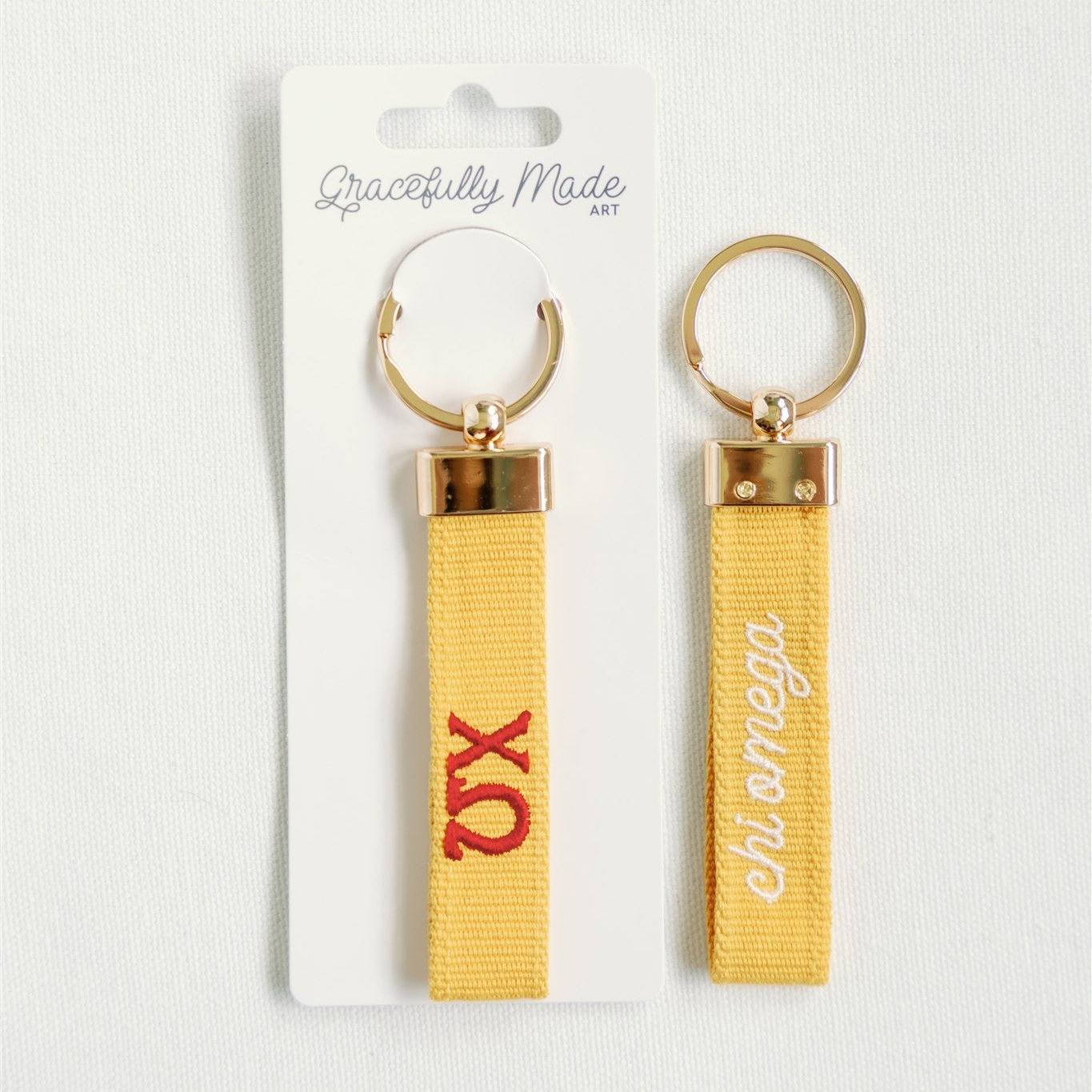 Chi Omega Embroidered Keychain