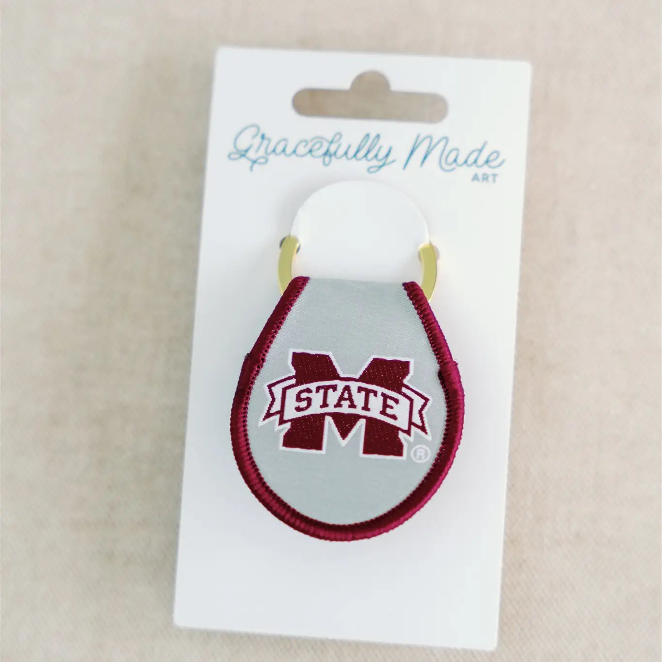 Mississippi State Embroidered Keychain