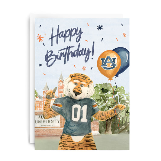 "Happy Birthday" Auburn Greeting Card