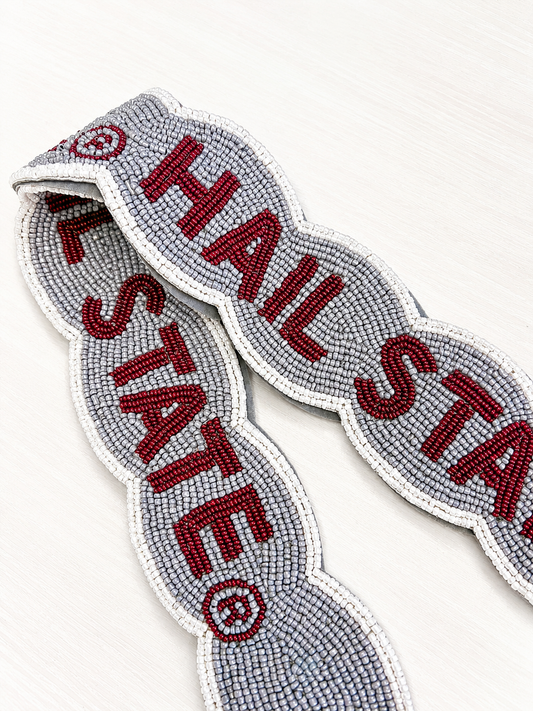 Mississippi State University Fully Beaded Scalloped Purse Strap