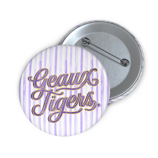 LSU Striped "Geaux Tigers" Game Day Button