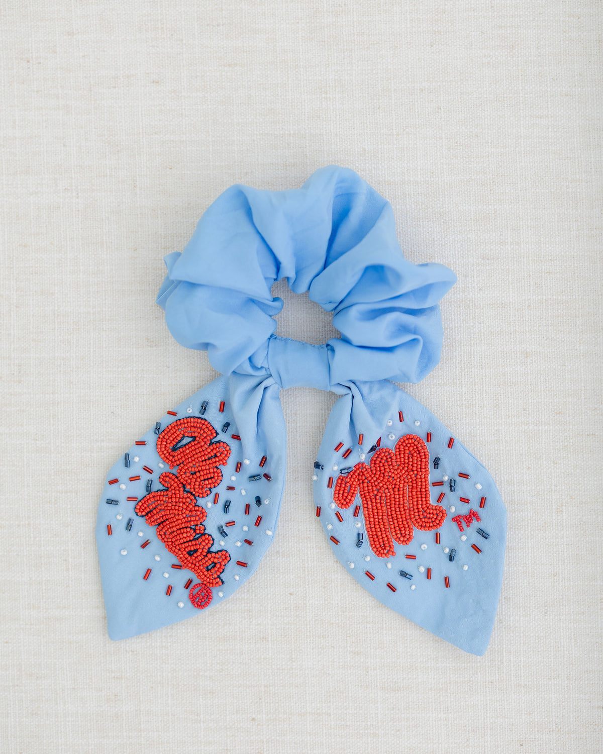 Ole Miss Beaded Scrunchie