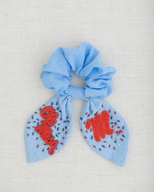 Ole Miss Beaded Scrunchie