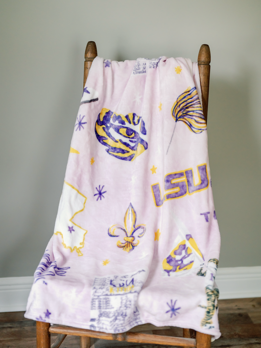 LSU Flannel Fleece Blanket