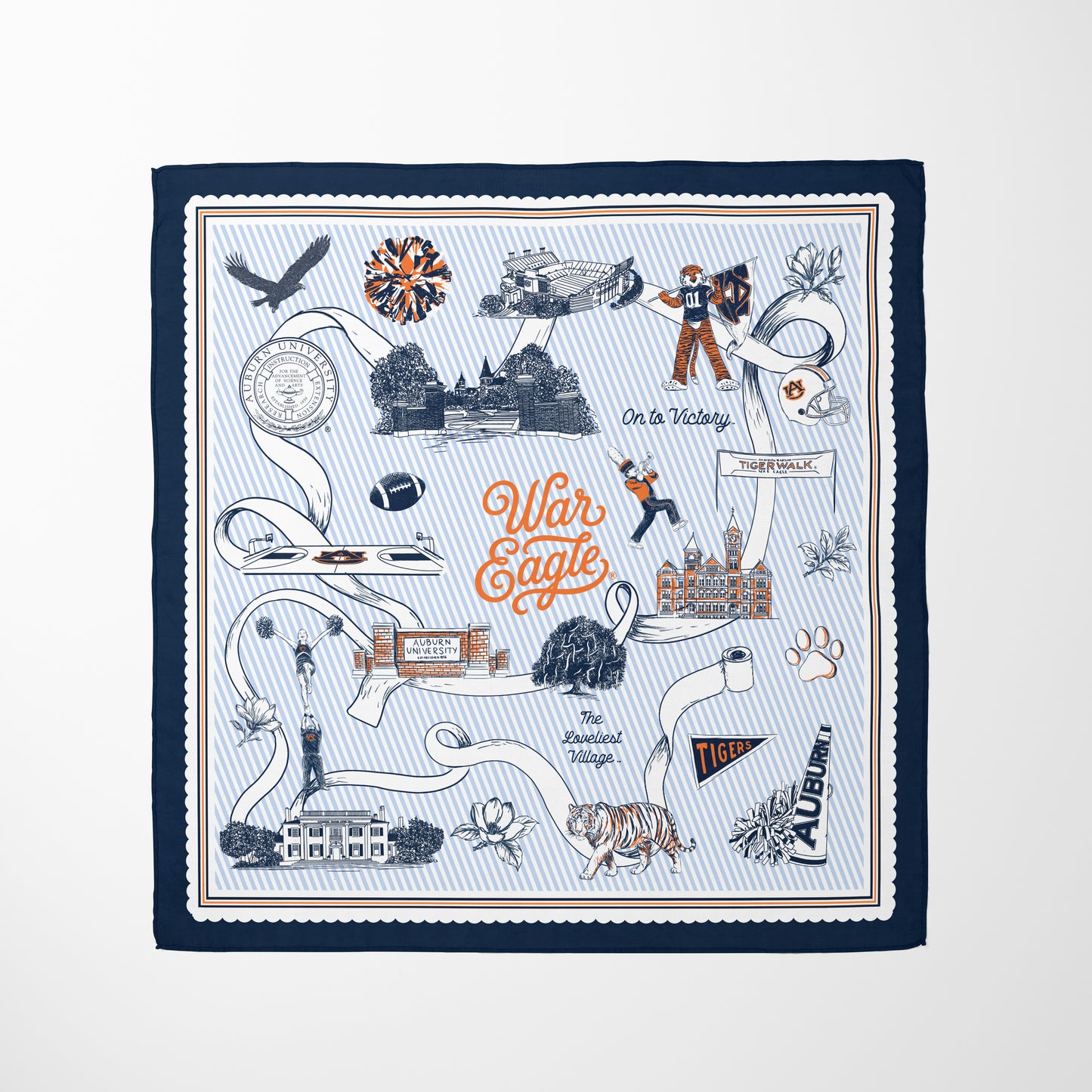 Auburn University Striped Silk Scarf