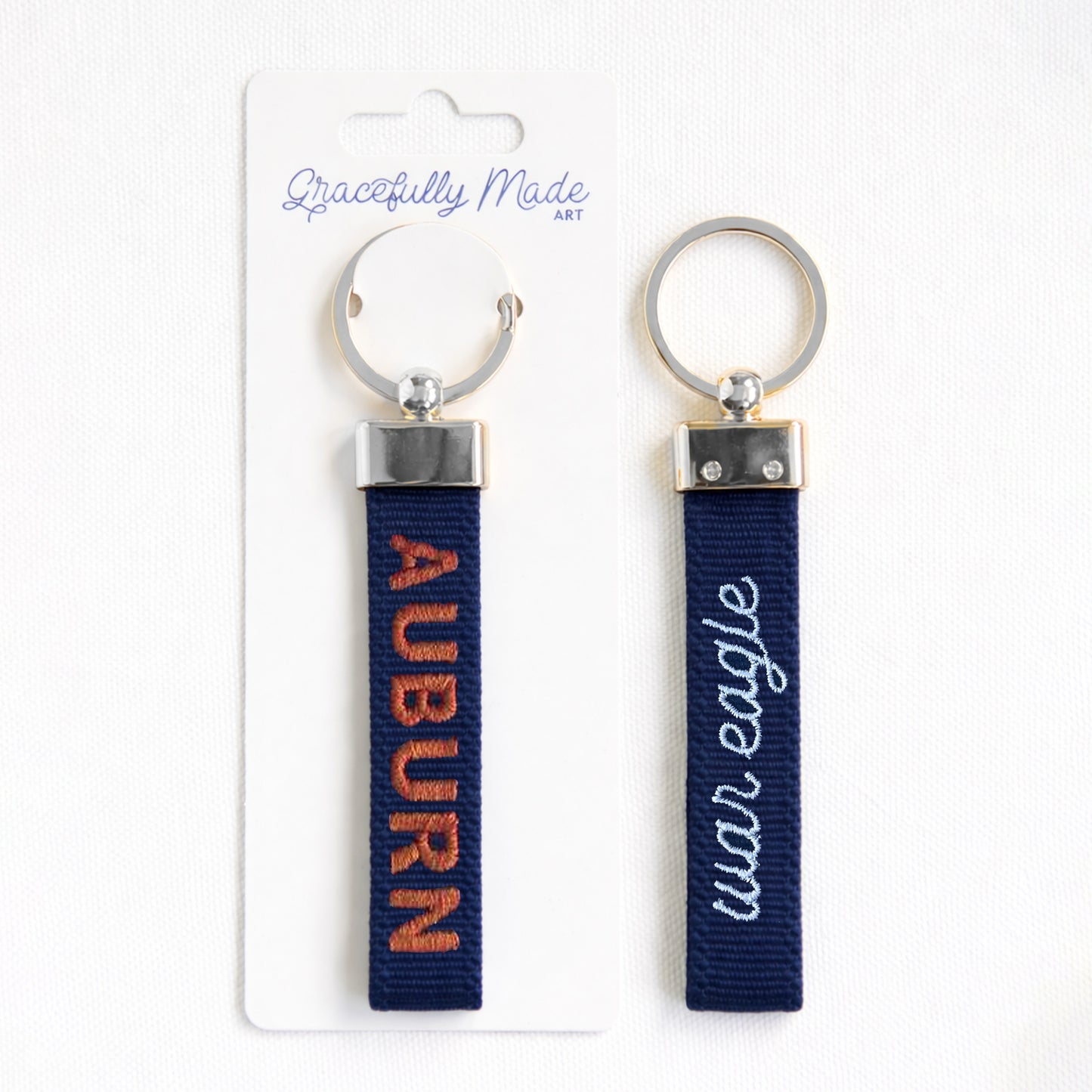 Auburn-War Eagle Embroidered Keychain