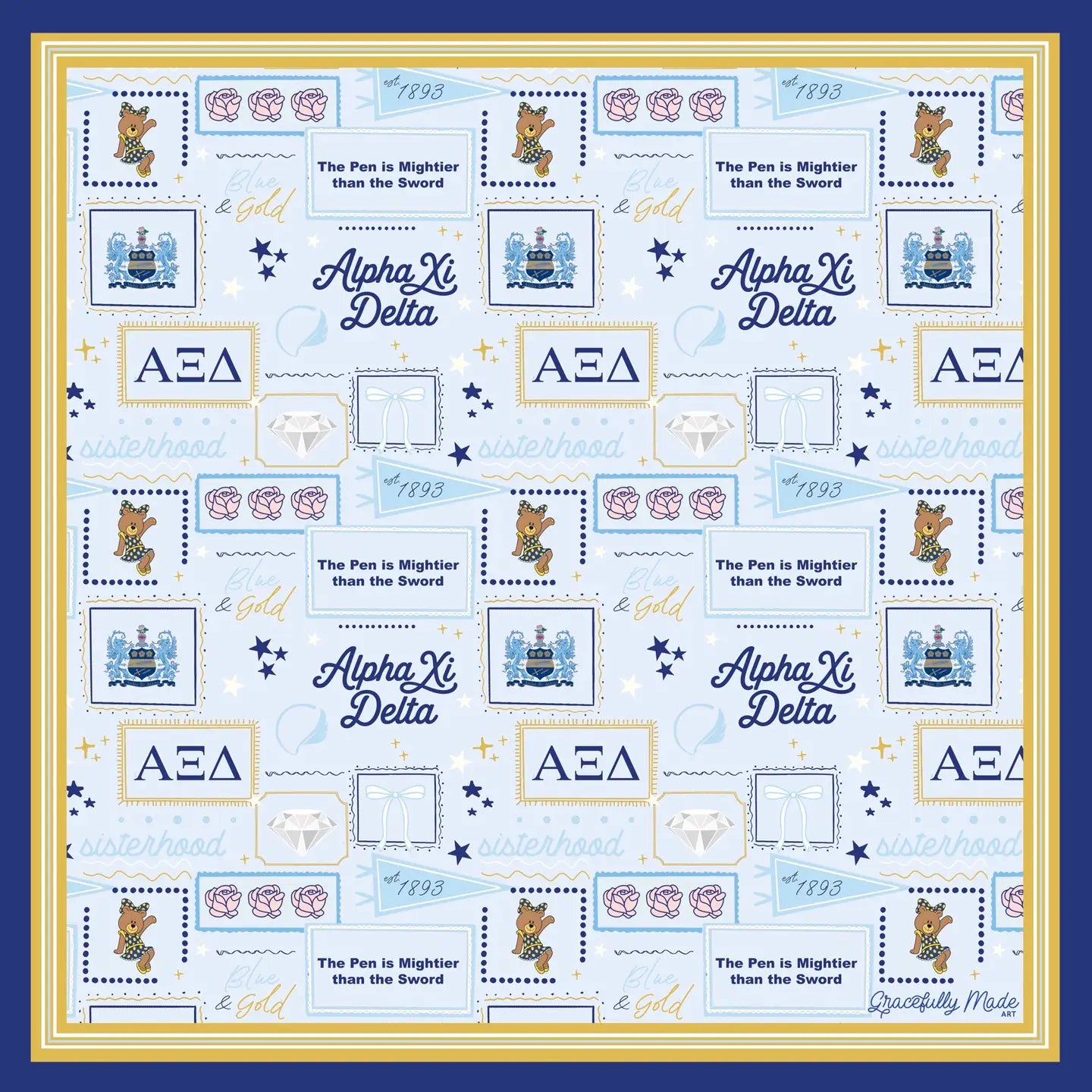 Alpha Xi Delta Silk Scarf