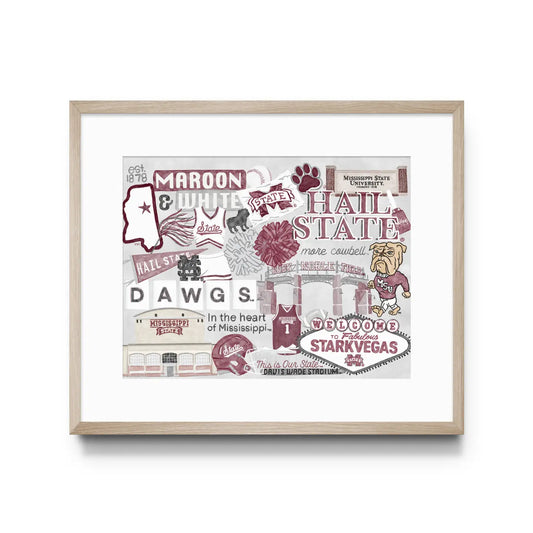 Licensed Mississippi State Collage Art Print