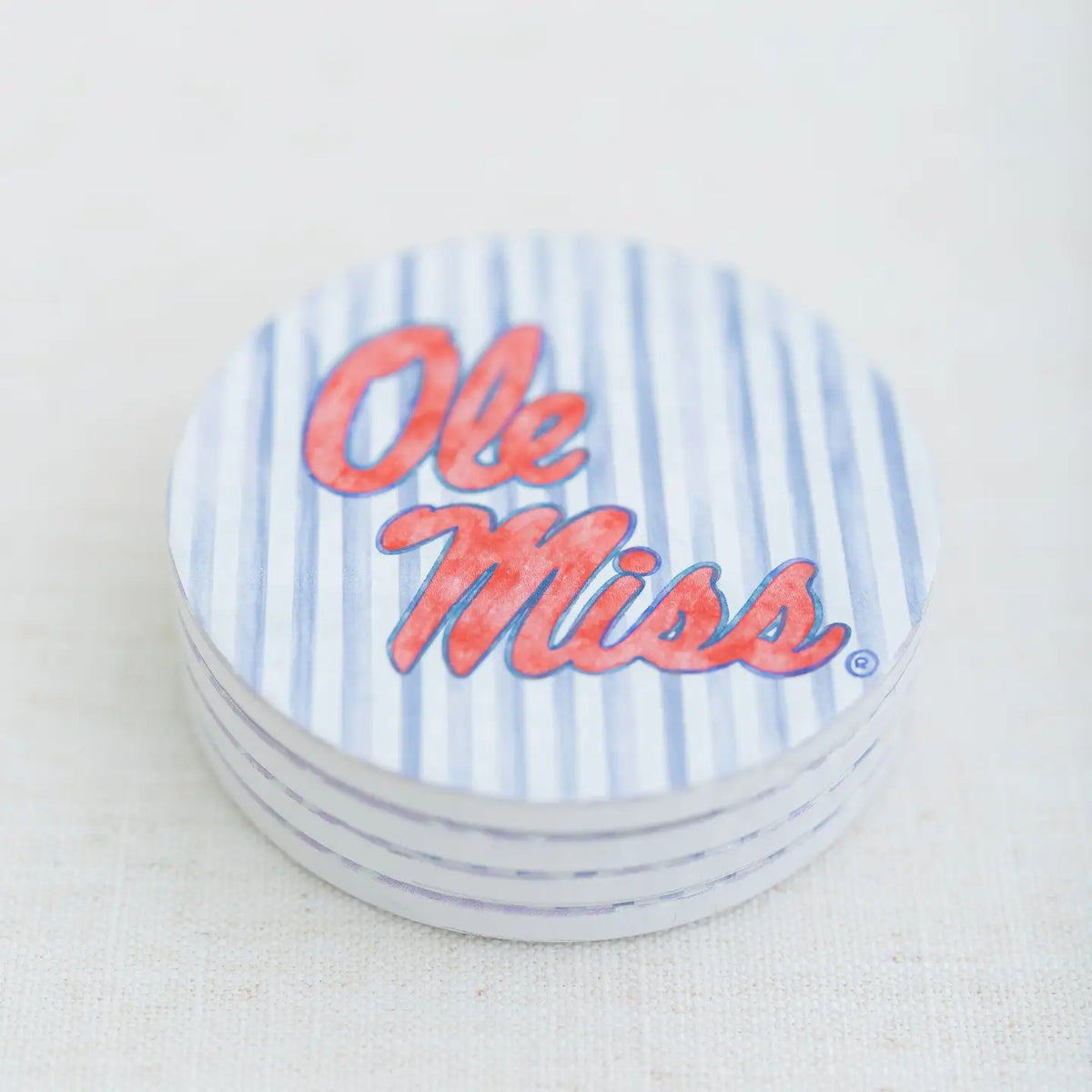 Ceramic Ole Miss Striped Coasters