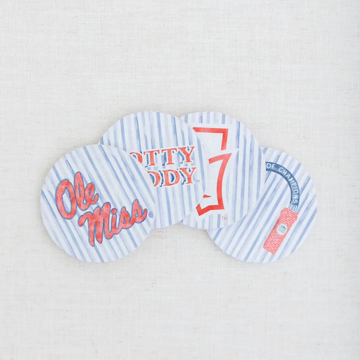 Ceramic Ole Miss Striped Coasters