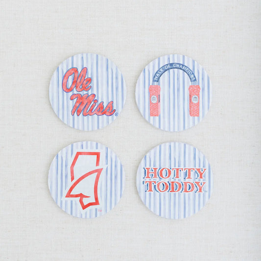 Ceramic Ole Miss Striped Coasters