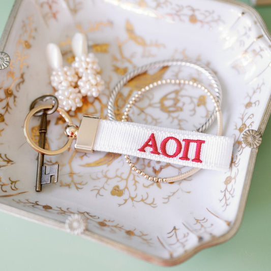 Alpha Omicron Pi Embroidered Keychain