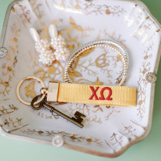 Chi Omega Embroidered Keychain