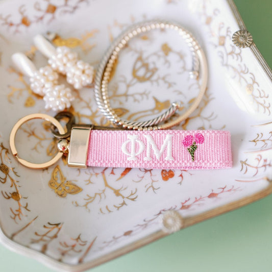 Phi Mu Embroidered Keychain