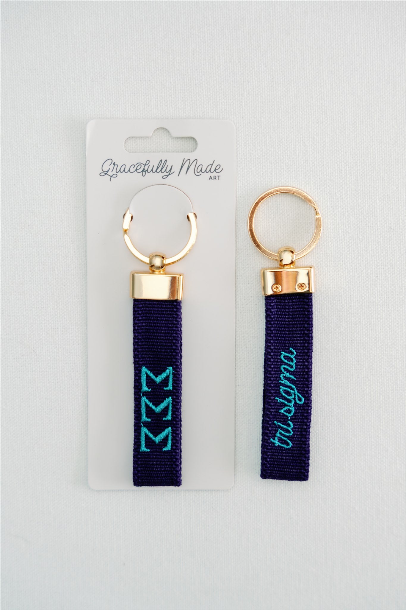 Sigma Sigma Sigma Embroidered Keychain