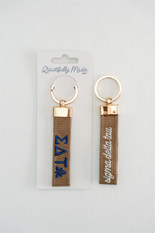 Sigma Delta Tau Embroidered Keychain