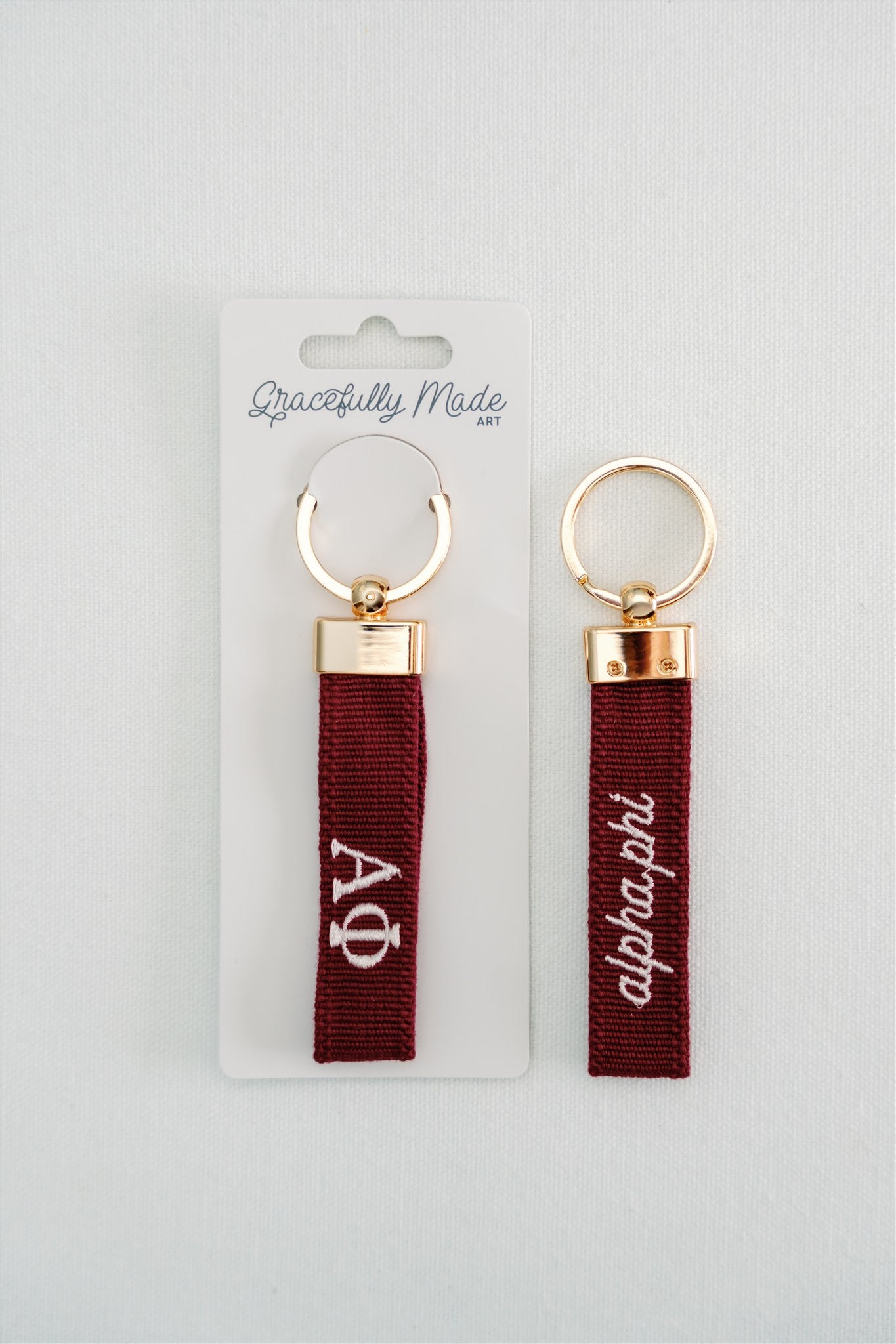 Alpha Phi Embroidered Keychain