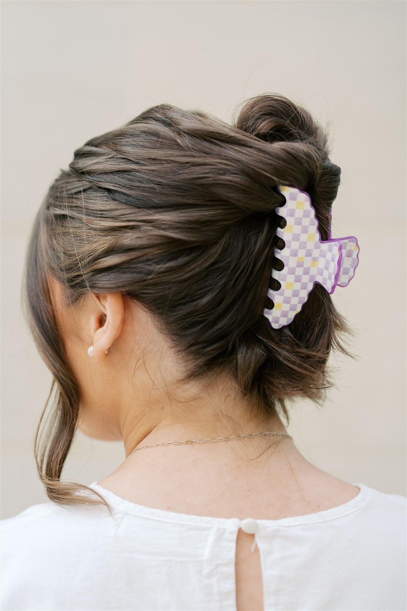 Purple and Yellow Scalloped Claw Clip