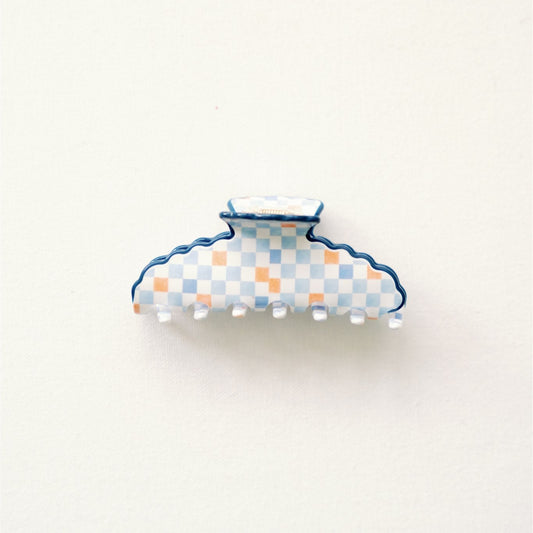 Orange and Blue Scalloped Claw Clip