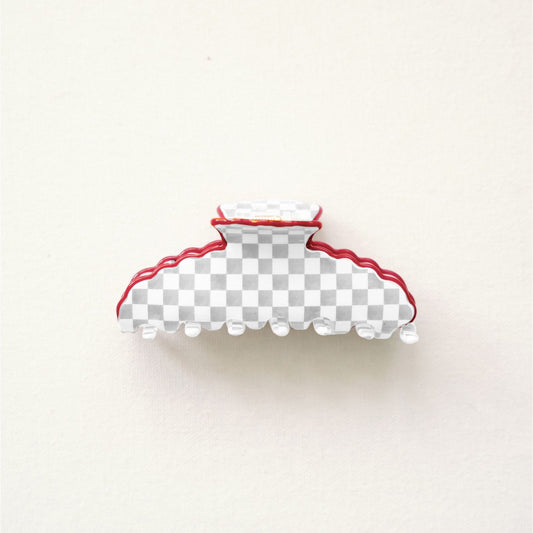Gray and White Scalloped Claw Clip