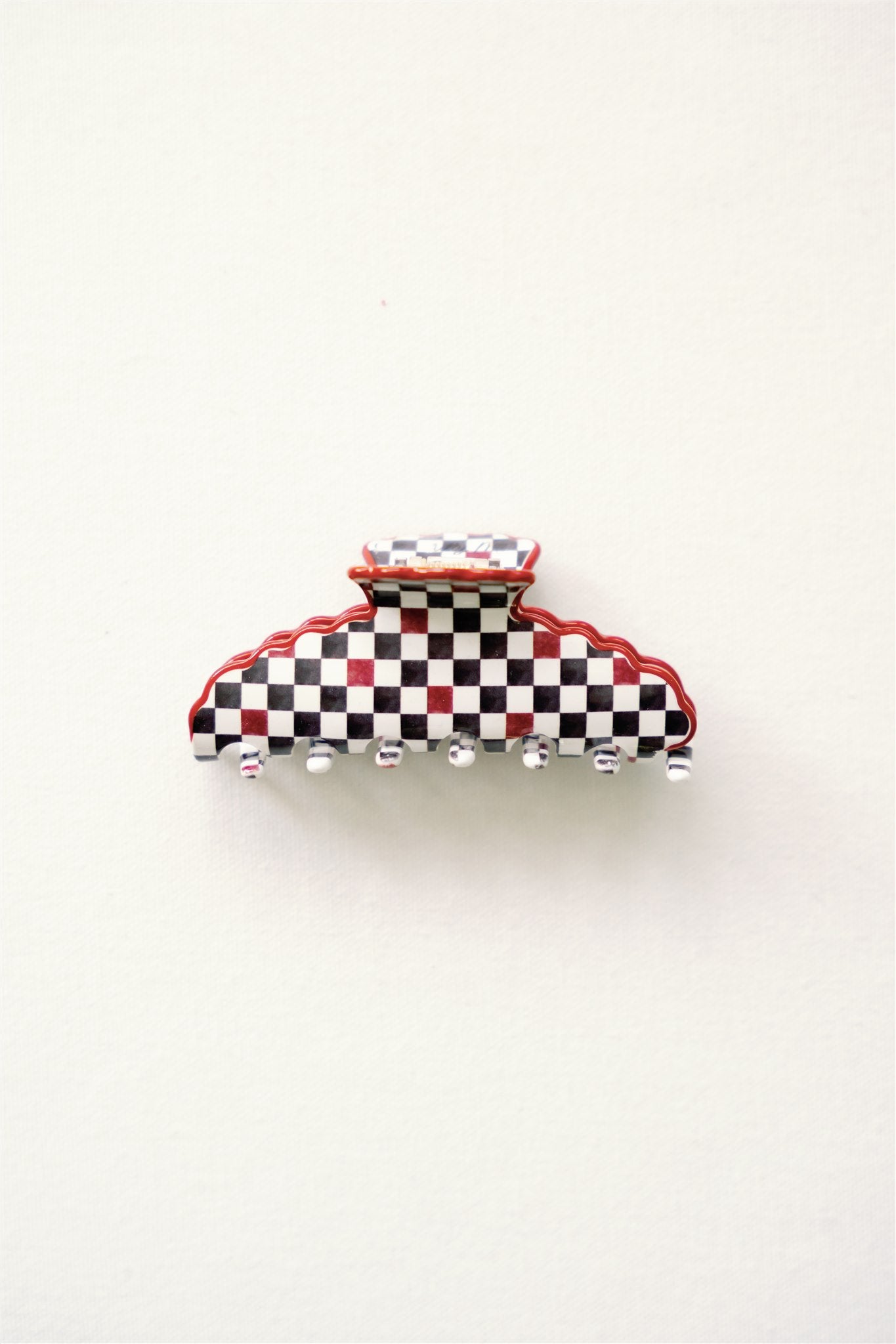 Black and Red Scalloped Claw Clip