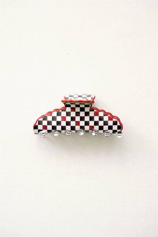 Black and Red Scalloped Claw Clip