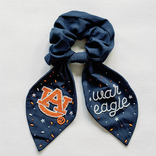 Auburn University Navy Beaded Scrunchie