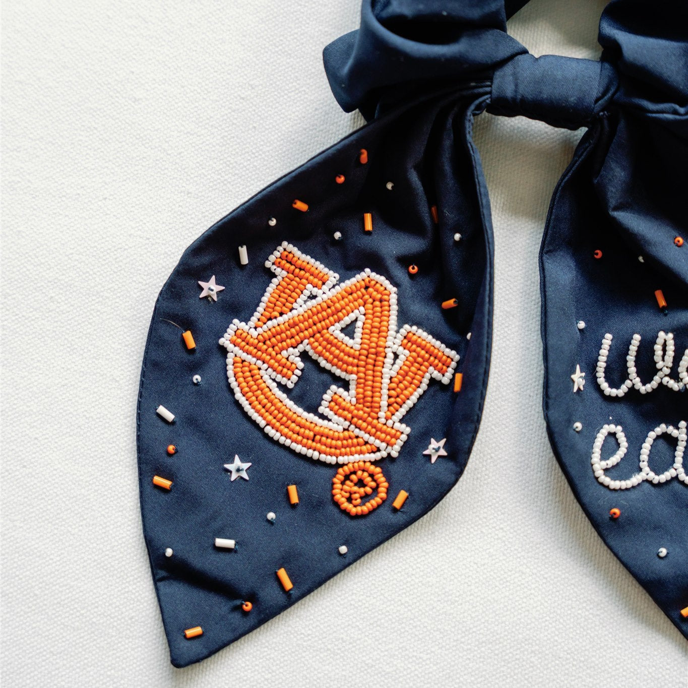 Auburn University Navy Beaded Scrunchie