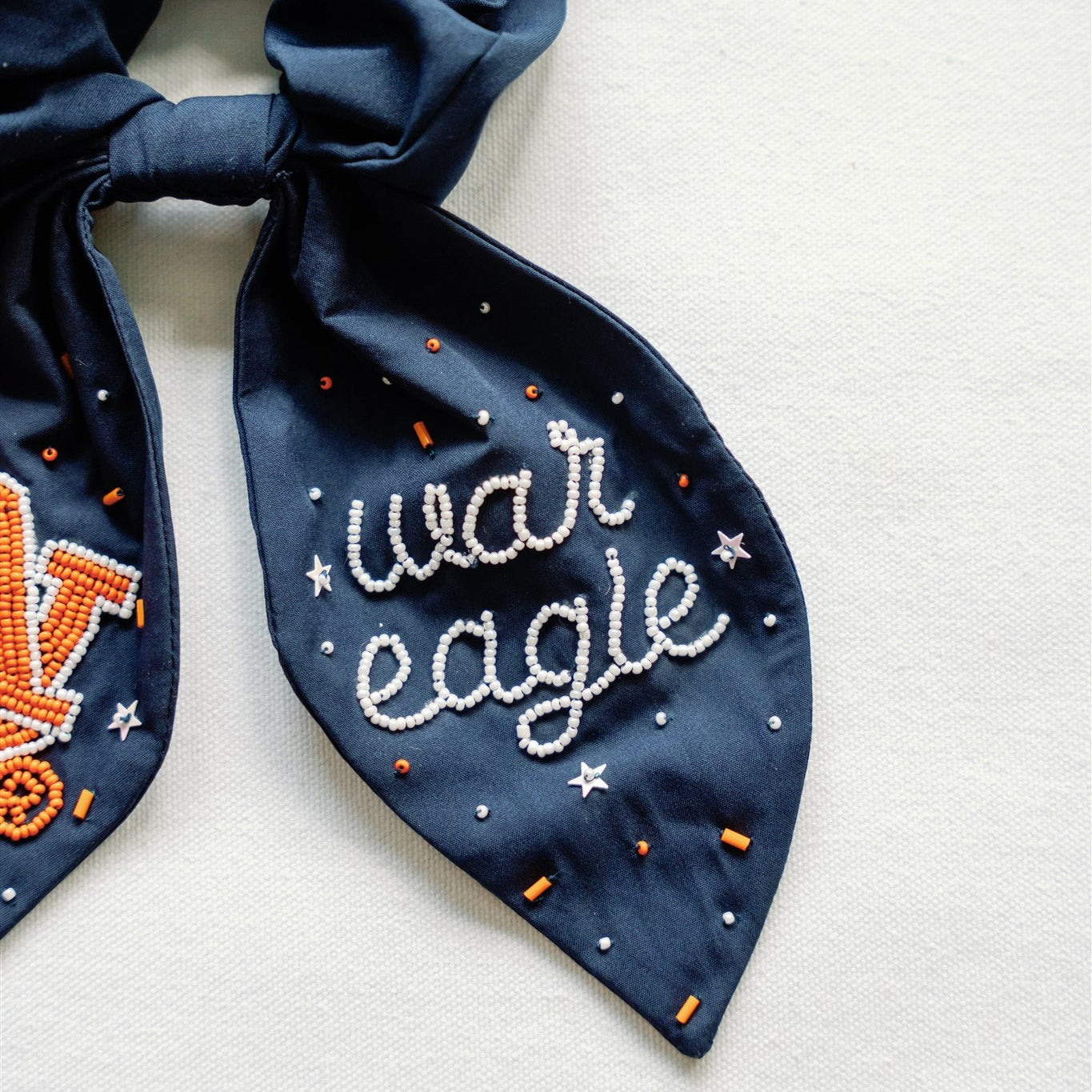Auburn University Navy Beaded Scrunchie