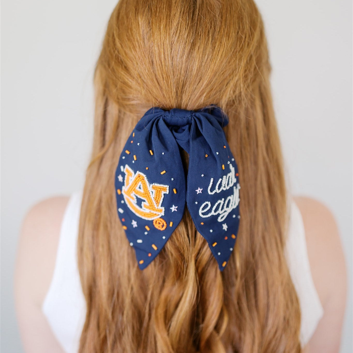 Auburn University Navy Beaded Scrunchie