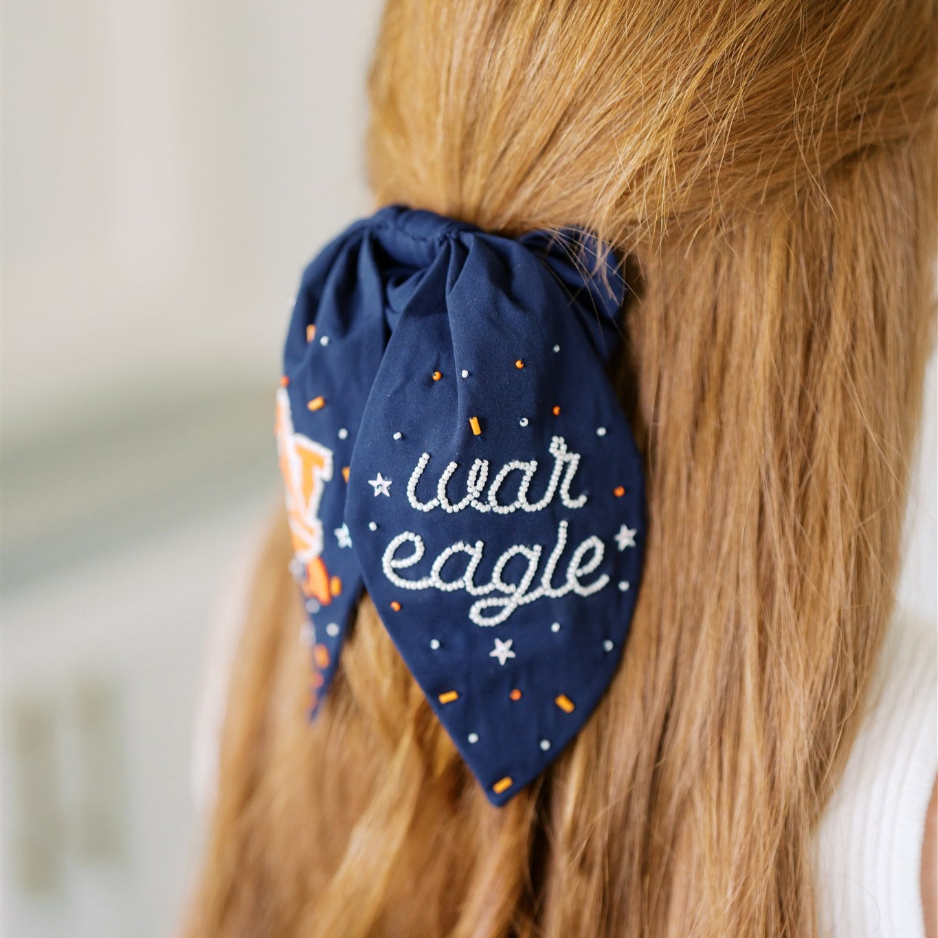 Auburn University Navy Beaded Scrunchie