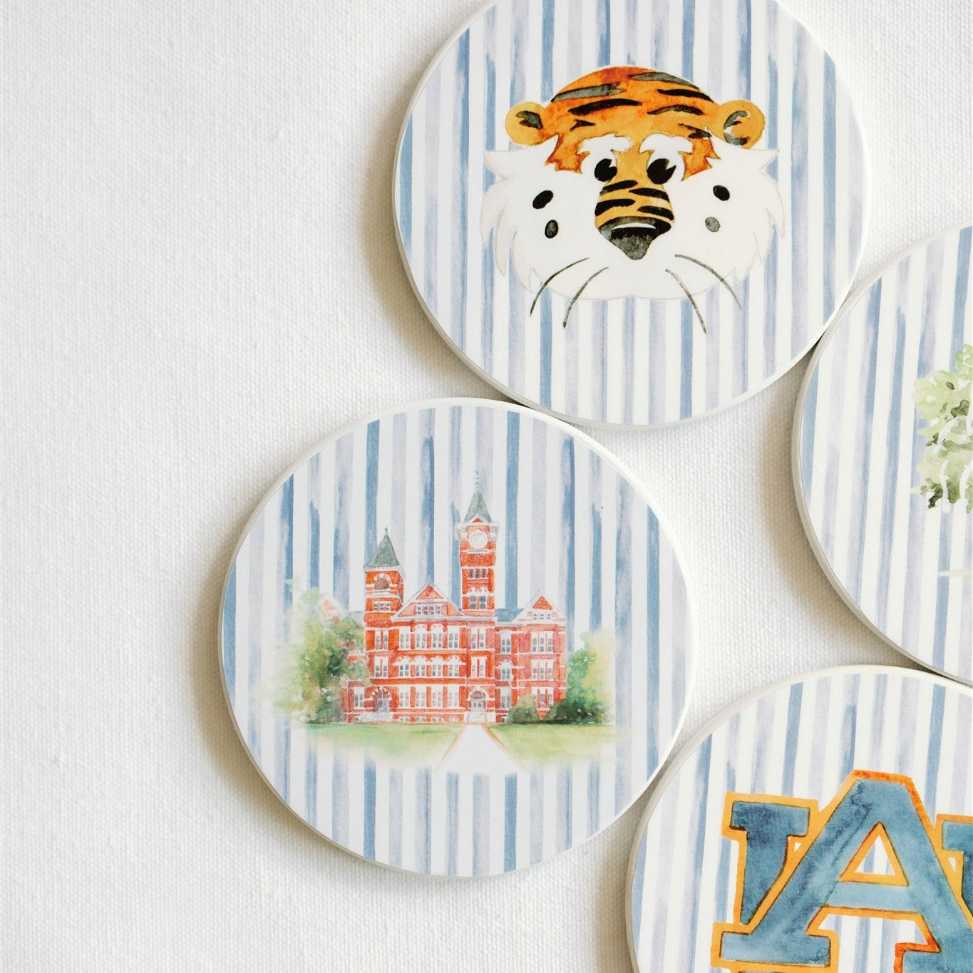 Ceramic Auburn Striped Coasters