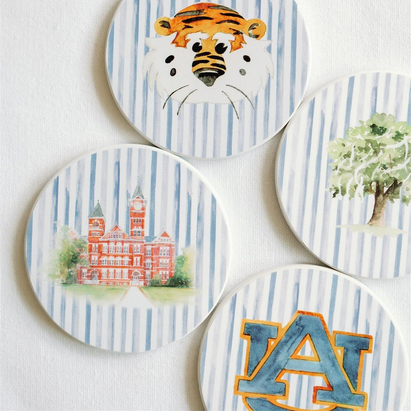 Ceramic Auburn Striped Coasters