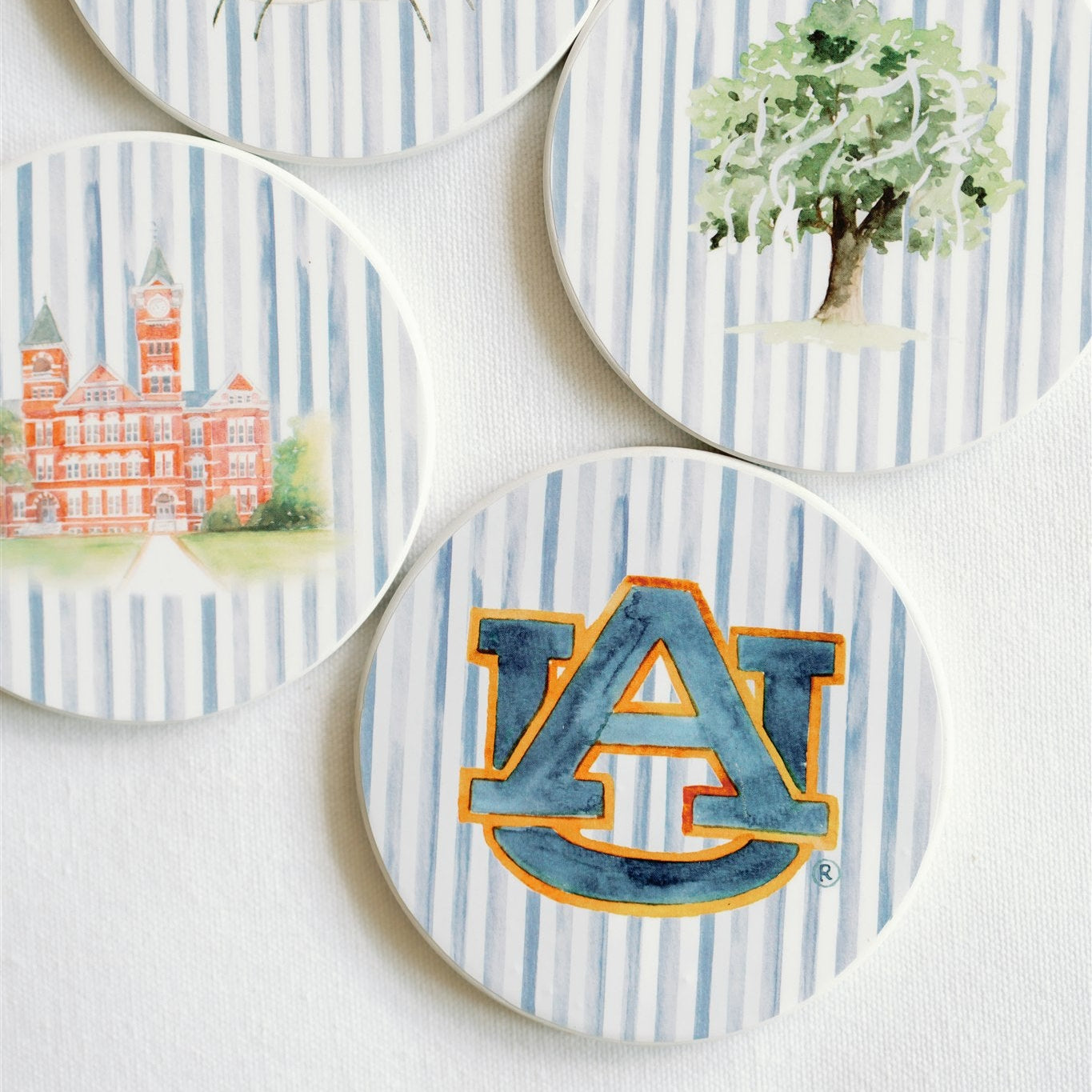 Ceramic Auburn Striped Coasters