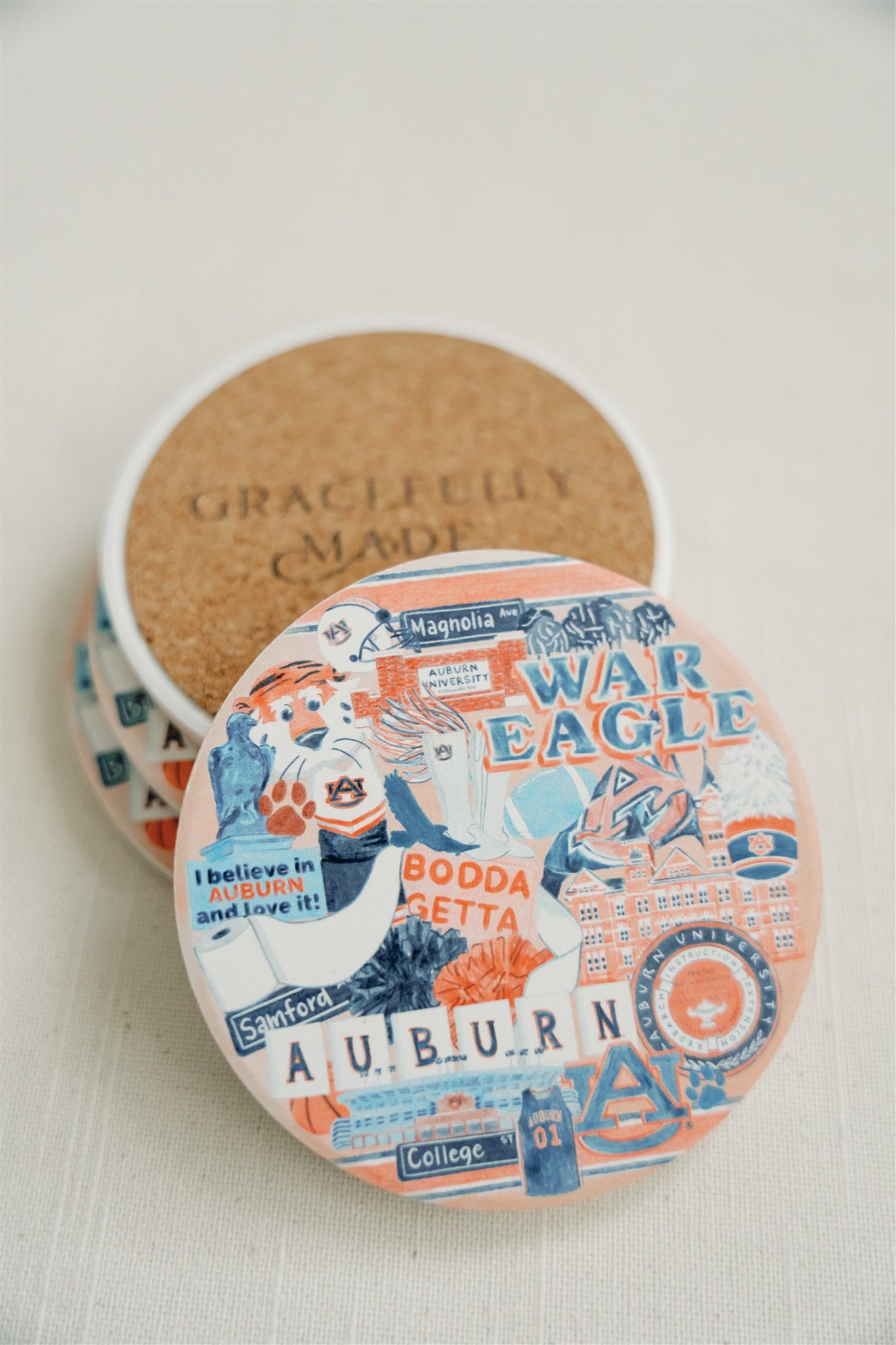 Ceramic Auburn University Coaster Pack