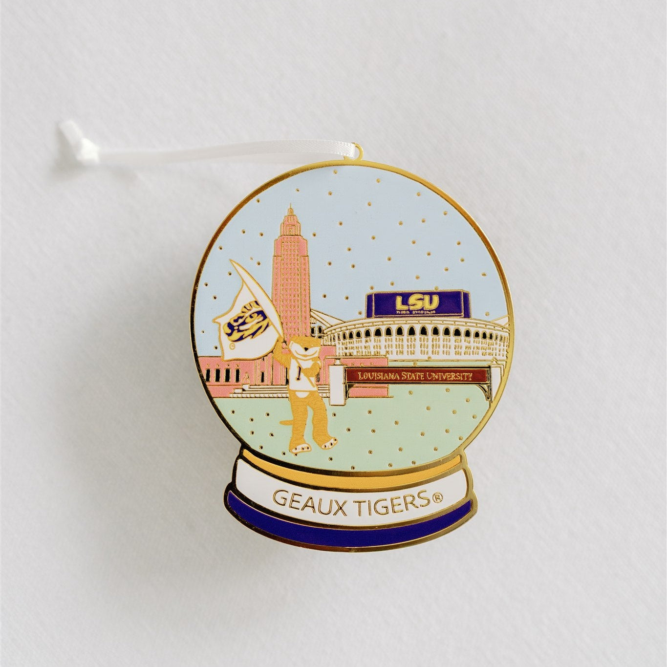 Enamel LSU Snow Globe Ornament