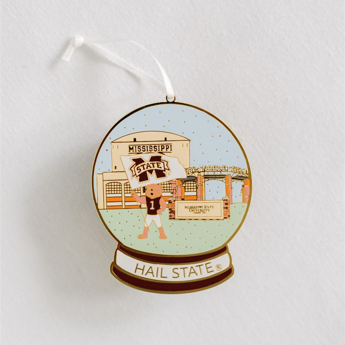 Enamel Mississippi State Snow Globe Ornament