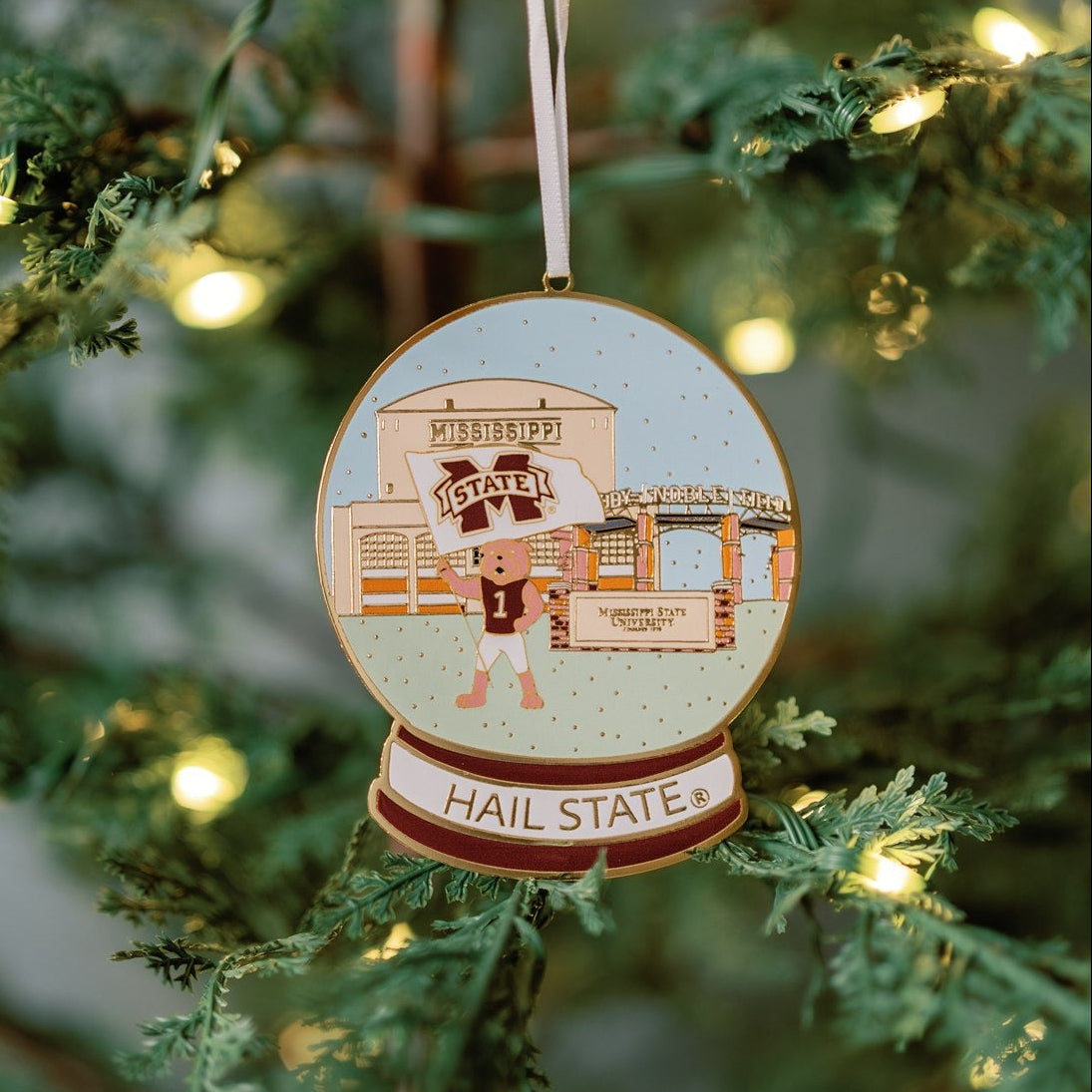 Enamel Mississippi State Snow Globe Ornament