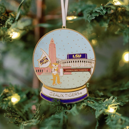 Enamel LSU Snow Globe Ornament